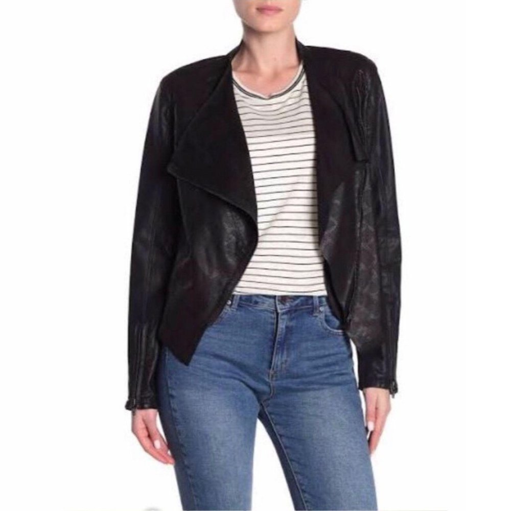 EUC BCBG Dakota Black Moto Style Jacket, Size S - Picture 2 of 6